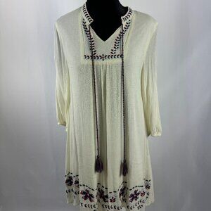 Jodifl Embroidered Tunic Dress Boho S 3/4 Sleeve